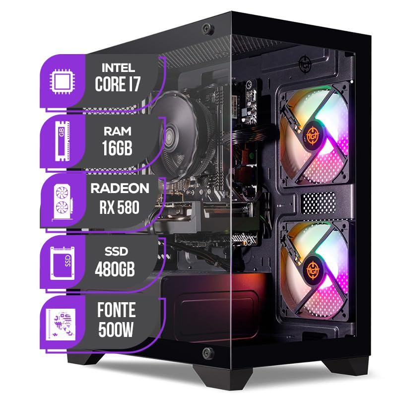 PC Gamer Mancer, Intel Core i7, RX 580 8GB, 16GB DE RAM, SSD 480GB